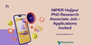 NIPER Hajipur PhD Research Associate Job - Applications Invited