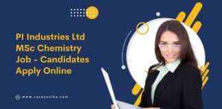 PI Industries Ltd MSc Chemistry Job - Candidates Apply Online