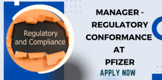 Manager - Regulatory Conformance at Pfizer