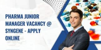 Pharma Junior Manager Vacancy @ Syngene - Apply Online