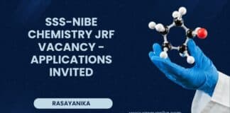 SSS-NIBE Chemistry JRF Vacancy - Applications Invited