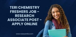 TERI Chemistry Freshers Job - Research Associate Post - Apply Online