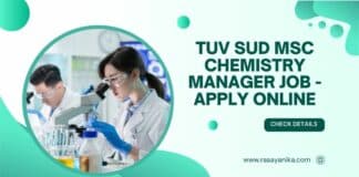 TUV SUD MSc Chemistry Manager Job - Apply Online
