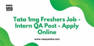 Tata 1mg Freshers Job - Intern QA Post - Apply Online