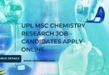 UPL MSc Chemistry Research Job - Candidates Apply Online