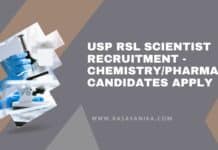 USP RSL Scientist Recruitment - Chemistry/Pharma Candidates Apply