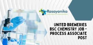 United Breweries BSc Chemistry Job - Process Associate Post