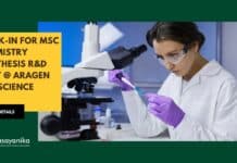 Walk-In for MSc Chemistry Synthesis R&D Post @ Aragen Life Science