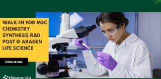 Walk-In for MSc Chemistry Synthesis R&D Post @ Aragen Life Science