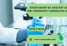 Zydus Group QC Analyst Job - MSc Chemistry Candidates Apply