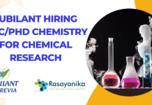 Jubilant Hiring MSc/PhD Chemistry for Chemical Research