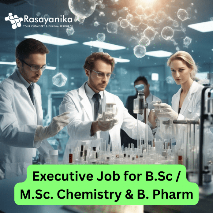 Executive Job at Pfizer for B.Sc / M.Sc. Chemistry & B. Pharm