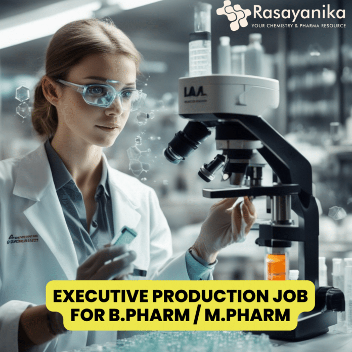 Sanofi Hiring B.Pharm / M.Pharm For Executive Production Job