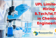 UPL Limited is Hiring B.Tech/M.Tech in Chemical Engineering