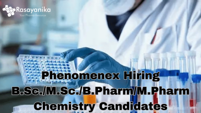 Phenomenex Hiring Chemistry Candidates