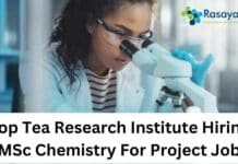 MSc Chemistry JRF Job at TOCKLAI Tea Research Institute