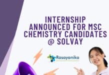 Internship Announced For MSc Chemistry Candidates @ Solvay