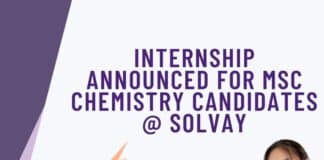 Internship Announced For MSc Chemistry Candidates @ Solvay