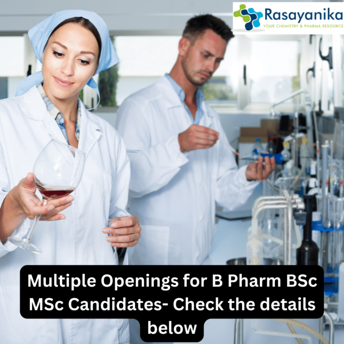Latest BSc Pharma Jobs