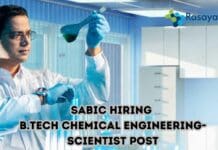 SABIC Hiring Chemical Engineering