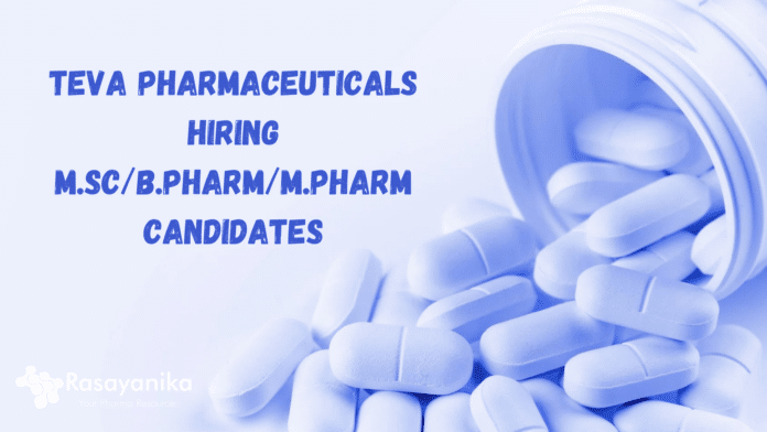 Teva Hiring B.Pharm/M.Pharm