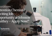 "Attention Chemists! Exciting Job Opportunity at Johnson Matthey - Apply Now!"