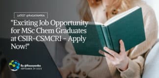 "Exciting Job Opportunity for MSc Chem Graduates at CSIR-CSMCRI - Apply Now!"