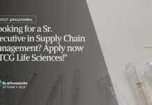 "Looking for a Sr. Executive in Supply Chain Management? Apply now at TCG Life Sciences!"