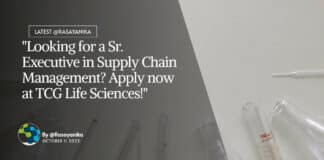 "Looking for a Sr. Executive in Supply Chain Management? Apply now at TCG Life Sciences!"
