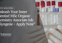 MSc Organic Chemistry Associate Job Recruitment at Syngene - Apply Now