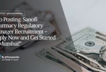 "Job Posting: Sanofi Pharmacy Regulatory Manager Recruitment - Apply Now and Get Started in Mumbai!"