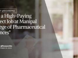 Manipal College of Pharmaceutical Sciences Project Job