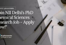 NII Delhi PhD Chemical Sciences Research Job Recruitment - Apply Now!