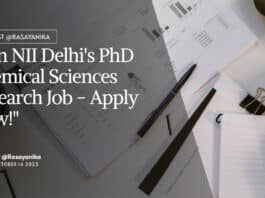 NII Delhi PhD Chemical Sciences Research Job Recruitment - Apply Now!