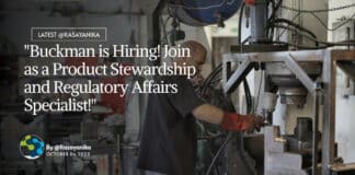 "Buckman is Hiring! Join as a Product Stewardship and Regulatory Affairs Specialist!"
