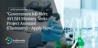 "Government Job Alert: AYUSH Ministry Seeks Project Assistant (Chemistry) - Apply Now!"