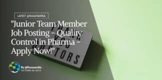 "Junior Team Member Job Posting - Quality Control in Pharma - Apply Now!"