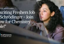 Freshers Job Opening Schrödinger - Chemistry Apply