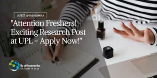 "Attention Freshers! Exciting Research Post at UPL - Apply Now!"