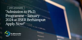 Admission PhD Programme Jan-2024 at IISER Berhampur