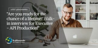 "Are you ready for the chance of a lifetime? Walk-in interview for Executive - API Production!"