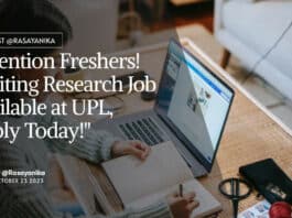 "Attention Freshers! Exciting Research Job Available at UPL, Apply Today!"