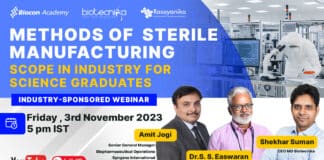Biocon Academy Webinar Registrations - Methods in Sterile Manufacturing: Scope in the Industry for Science Graduates