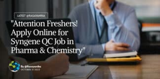 "Attention Freshers! Apply Online for Syngene QC Job in Pharma & Chemistry"