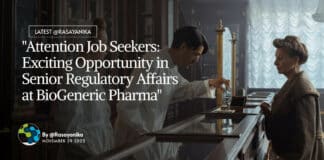 "Attention Job Seekers: Exciting Opportunity in Senior Regulatory Affairs at BioGeneric Pharma"