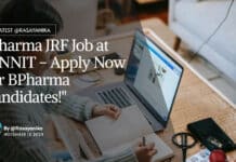 Pharma JRF Job MNNIT - BPharma Candidates Apply