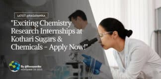 "Exciting Chemistry Research Internships at Kothari Sugars & Chemicals - Apply Now!"