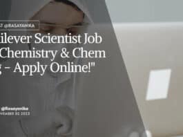 "Unilever Scientist Job for Chemistry & Chem Eng - Apply Online!"