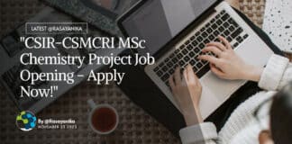"CSIR-CSMCRI MSc Chemistry Project Job Opening - Apply Now!"