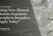 "Hiring Now: Element Solutions Regulatory Specialist in Bengaluru - Apply Today!"